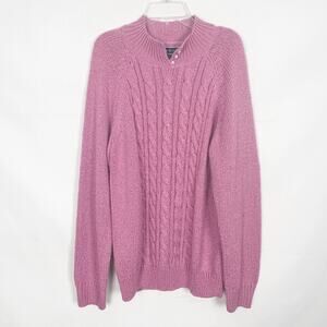 Karen Scott Cable Knit Pullover Pink Sweater Size Large